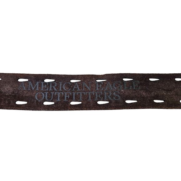 Vintage American Eagle Sz 38 Leather Belt 40" Adjustable Fit Brown - Picture 10 of 13